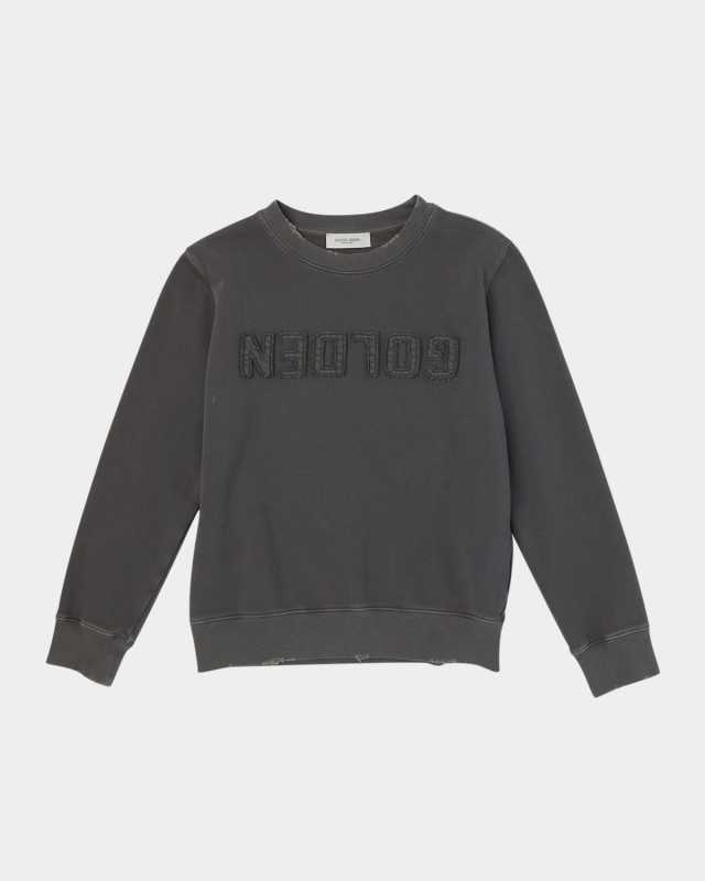 Kid's Golden Distressed Cotton Fleece Logo Sweatshirt, Size 4-